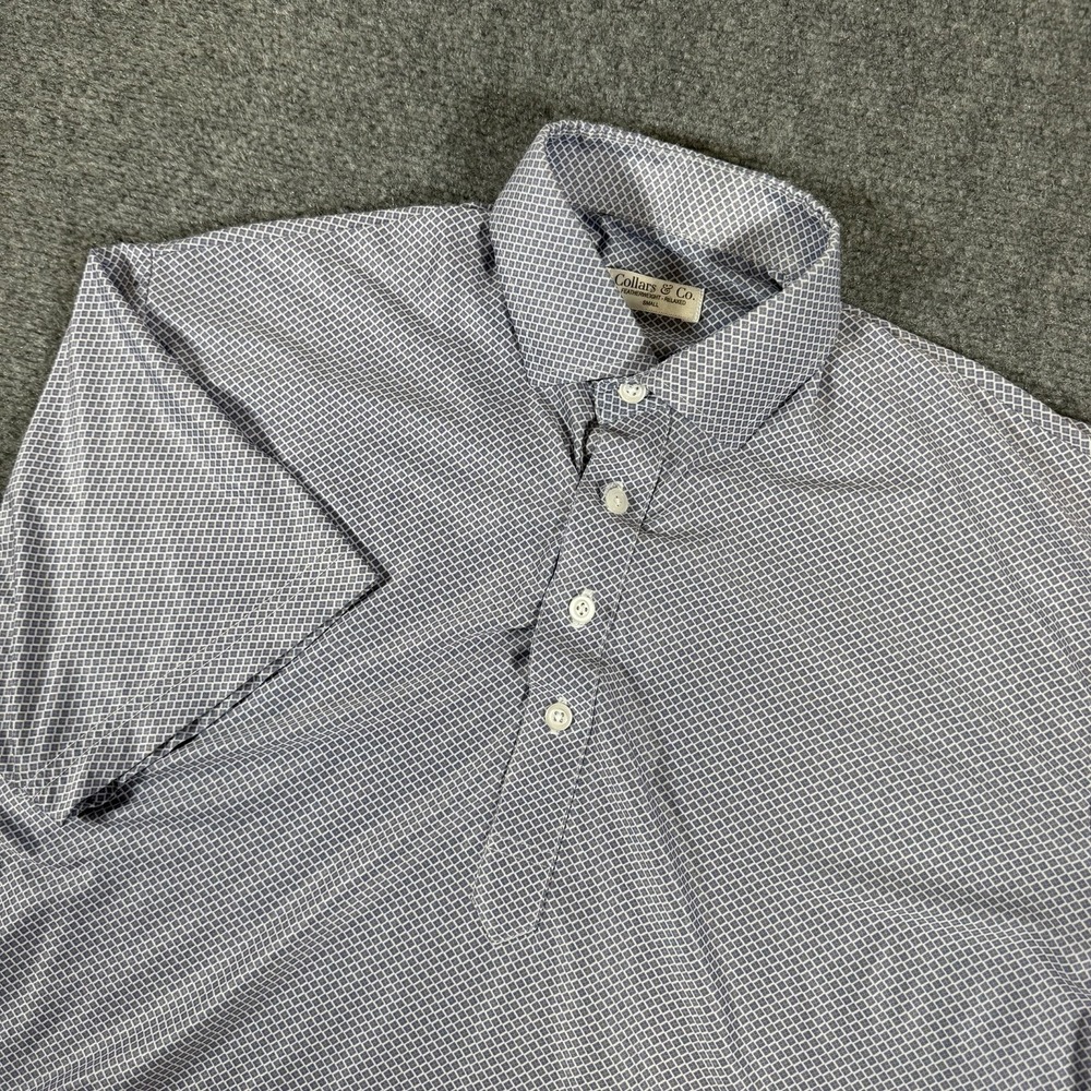 Collars and Co Polo Shirt Mens Small Blue Relaxed Featherweight Geometric